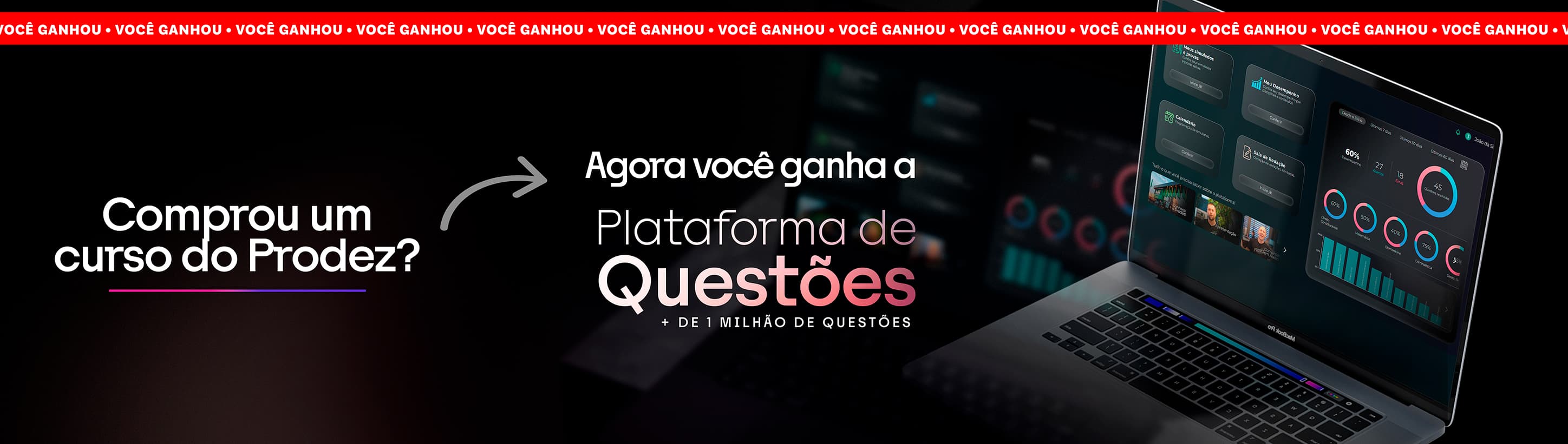 Laptop exibindo a Plataforma de Questões do Prodez