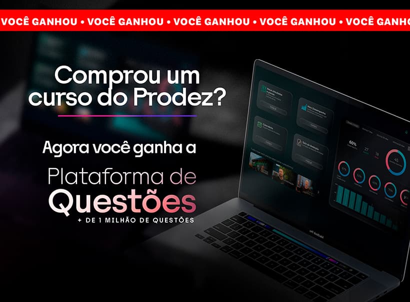 Laptop exibindo a Plataforma de Questões do Prodez